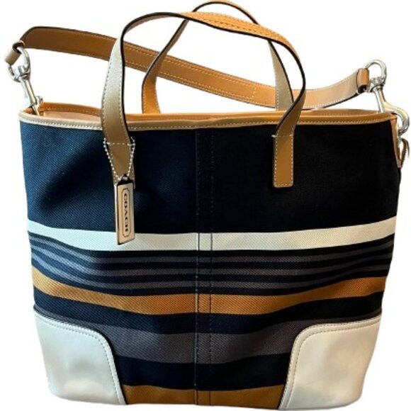 Coach Hadley Multi-Stripe Field Tote (F30302)- NWOT - Picture 1 of 9